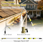 24FT Reach Telescopic Gutter Cleaning Tool, 8-15FT Gutter Cleaner from the ground with 360°Rotatable Duckbill Metal Head, Shut Off Valve, Leak-Proof Gutter Cleaning Wand for Garden Hose - Image 3