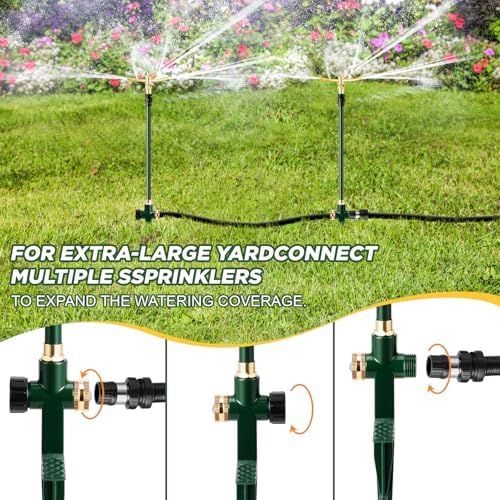 2 PCS 3-Arm Garden Sprinkler, Lawn Sprinkler with Adjustable Base - Image 6