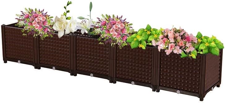 YSUEFIJO Raised Garden Bed, Outdoor Planter Box with Water Design & Drainage Holes, Vegetable Flowers Planting Raised Container, Garden Bed Kit for Backyard/Patio/Gardener by WELCOMETOYSUEFIJO