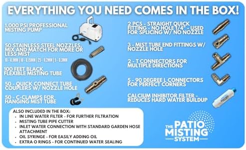 Patio Misters Pro - Ultra Fine Water Mister - Cooling Mist System for Midsize to Large Patio - High Pressure Misting Pump - Kit with Quiet Pump (1000 PSI) - DIY Installation - Image 3