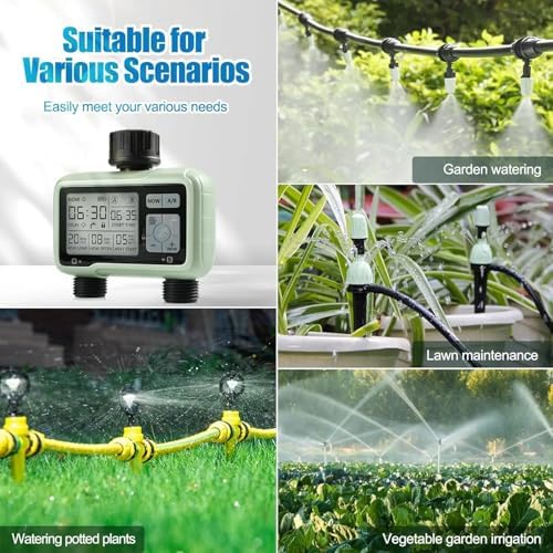 LABART Digital Water Timer 2 Zone for Garden Farming Plants Hose Faucet Outlet Programmable Home Irrigation Taps System Controller Flow with Child Lock Mode Auto & Manual Off Rain Delay - Image 7