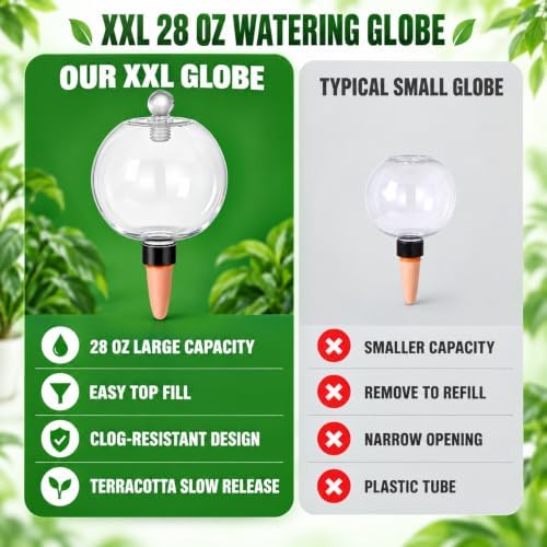 2 Pack 28 oz XXL Extra Large Self Watering Globes to 3+ Weeks Watering - Image 3