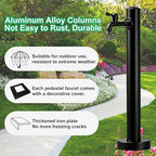Stainless Steel 60/95cm Water Dispenser Column, Round with Water Tap and Hose Connector Free-Standing Garden Tap Outdoor Spigot, Vertical Water Hydrant(Black,95cm/37.4in,Style 1) - Image 5