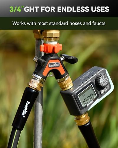 RAINPOINT Garden Hose Splitter 2 Way, All Metal Heavy Duty Water Hose Y Splitter With 2.05" Extra Long Side Handle & Shut Off Valves, 3/4 Inch GHT Thread Connector For Outdoor Spigot Faucet (Orange,2) - Image 7