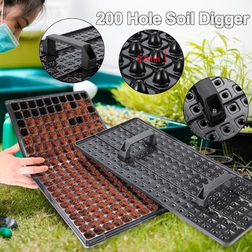 20Pack 200-Cell Seed Starter Trays with Base Tray & Dibber for Gardening. - Image 3