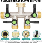 4 Way Hose Splitter, Brass High Flow Garden Hose Splitter Heavy Duty, Hose Connector, Water Spigot Splitter, Full Flow Faucet Splitter with shutoff, 3/4” GHT Inlet - Image 5