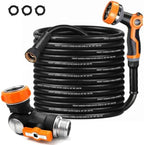 Garden Hose 50FT Heavy Duty Water Hose with 360° Swivel Connector, Flexible and Durable, Lightweight Rubber Hybrid Hose, Leak-Free Connections, Male to Female Fittings for Garden, Lawn, Yard by Omont