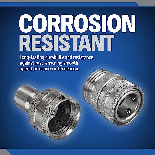 Essential Washer Stainless Steel ¾” Garden Hose Quick Connect Fittings | One Hand Operation Design | 1 Plug & 3 Coupler Set - Image 6