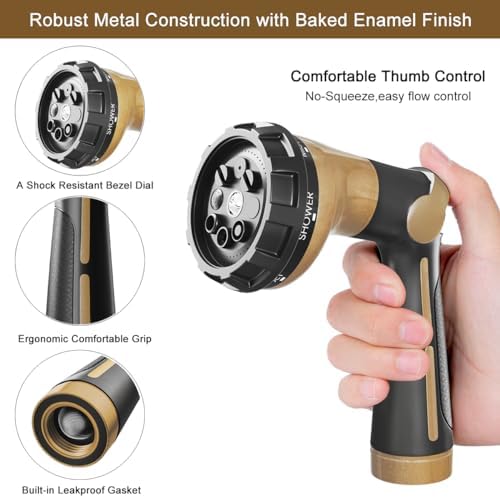 FANHAO Metal Hose Sprayer with 8 Spray Patterns+16 Inches Metal Watering Wand - Image 3