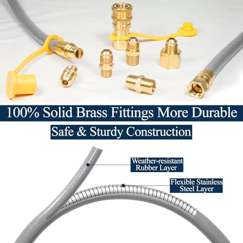 3/8" ID Natural Gas Hose, 12FT Low Pressure LPG Hose with Quick Connect, Propane to Natural Gas Conversion Kit for Weber, Char-broil, Pizza Oven, Patio Heater and More NG Appliance - Image 3