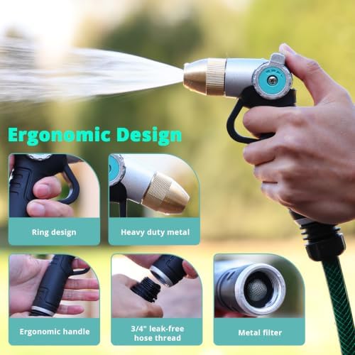 QUOBAS Garden Hose Nozzle Sprayer, Heavy Duty Metal Water Garden Nozzle - Image 5