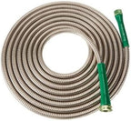 100 Ft Stainless Steel Garden Hose with Nozzle - 304 Stainless Steel - Puncture Proof - Tear Proof - Kink Free - Weather Proof - Rust Proof - 350 PSI Burst Strength - Tangle Free by PreferredLiving