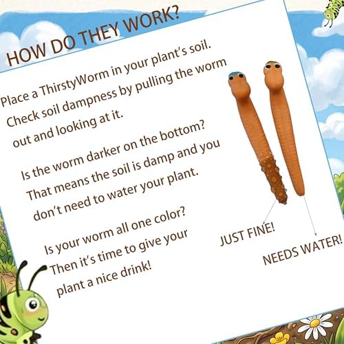 Set of 12 Cute Worms Plant Water Meter, Soil Moisture Indicator - Image 4