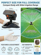 2026 Upgraded 16-Nozzle Oscillating Sprinkler with Dual-Zone Sprinkler Water Timer Heavy Duty Yard Irrigation Adjustable Rotating Lawn Coverage Tool for Outdoor Plants Automatic(2PCS Green) - Image 6