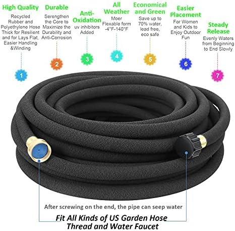 STYDDI Soaker Hose, 1/2" x 25 FT Round Rubber Garden Soaker Hose, Heavy Duty Water Seeper Soaker Hoses for Foundation Watering, Garden Beds, Garden, Lawn and Plants - Image 3