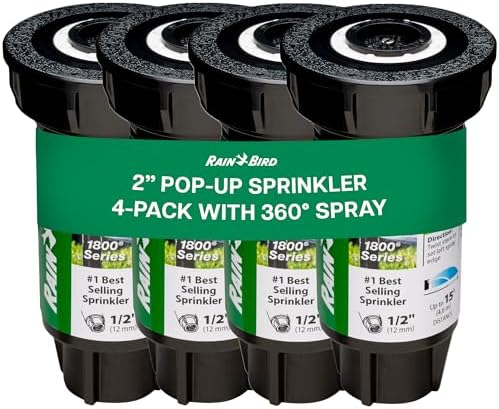 Rain Bird 1802FSPRS Pressure Regulated 2 Inch Pop Up Sprinkler Head 4 Pack by RainBird
