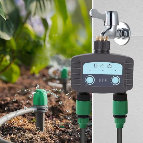Water Timer,2 Zone Smart Irrigation Timer Water Valve Controller with Brass Inlet Outlet for Outside Patio Garden Beaches Lawn Yard, Hose Sprinkler, 500 to 1700Lh - Image 3