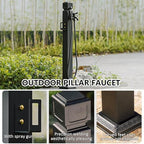 Freestanding Garden Water Column with Outdoor Hose Stand Stainless Steel Vertical Garden Water Column Double Outlet Faucet Suitable for Irrigation and Car Washing 60cm Spray Gun Faucet+10m Spray Gun - Image 4