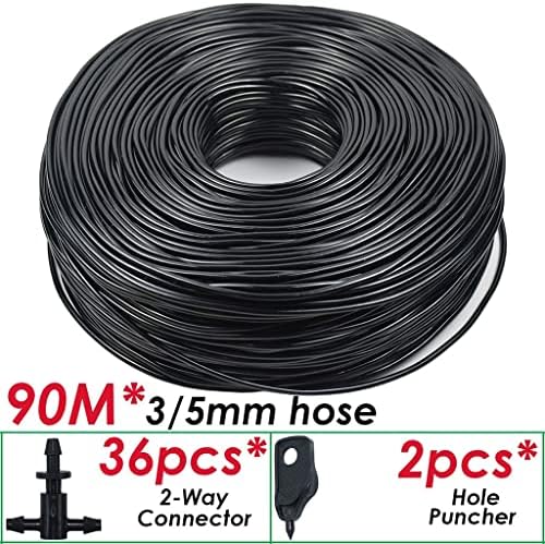 Garden 3/5mm PVC Hose Micro Drip Irrigation System, with 2-Way Connector 1/8'' Tubing Pipe Arrow Dripper Greenhouse(90M) - Image 2