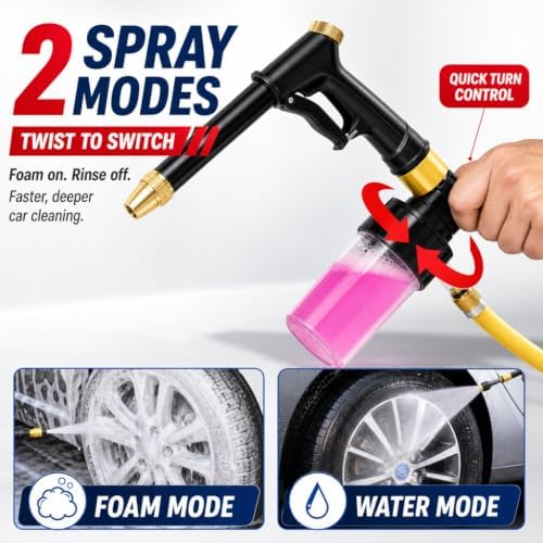 H2 Long Spray Gun + 3 Connectors, H2 Long Spray Gun Power Washer, Multifunctional Car Wash Tool, 360° Adjustable Nozzle, Portable High Pressure Water Sprayer, for Car Washing Patio Irrigation (#c) - Image 3