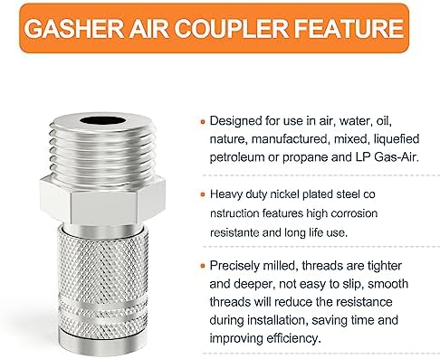 GASHER 10PCS 3/4-Inch Male Industrial Coupler,1/4 Basic Flow Quick Connect Air Coupler - Image 5