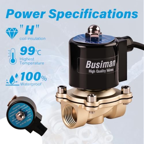 Waterproof Brass Electric Solenoid Valve 1/2" 24V DC Brass Normally Closed - Compatible with Water, Air, Diesel, Gas - Replaceable VITON Seal - Compact Direct Acting - Image 2