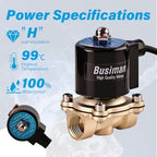Waterproof Brass Electric Solenoid Valve 1/2" 24V DC Brass Normally Closed - Compatible with Water, Air, Diesel, Gas - Replaceable VITON Seal - Compact Direct Acting - Image 2