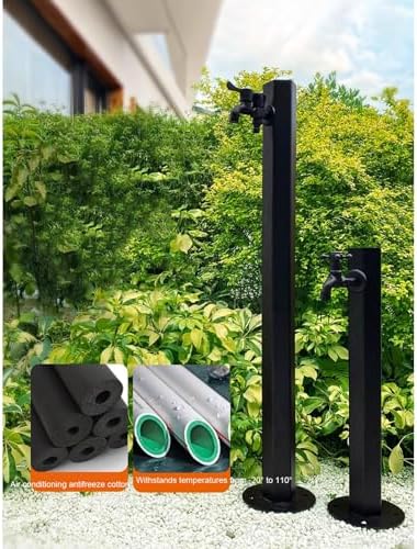 Outdoor Faucet Column, Freestanding Hexagonal Garden Water Column with Hook and Faucet Garden Hose Holder for Patio/Backyard - Image 7