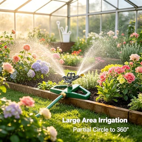 Yard Sprinklers Pulsating Impact 360° Rotating Automatic Sprinkler for Yard with Metal Base Large Area Irrigation Sprinkle for Garden Covers Up to 4 500 Sq. Ft Lawn Sprinkler - Image 6
