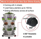 GameXcel Vertical Planter Tower - 4 Tier Stackable Garden Planters with Wheels and Tools Plant Pots for Strawberry Herb Flower and Vegetable Indoor Outdoor Use Gray 2 Pack - Image 6
