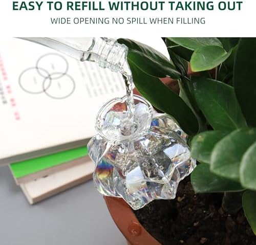 Soilagua 10 oz Large Top Fill Cactus Plant Watering Globes, Light Iridescent Glass Water Bulbs, Slow Release Self Watering Devices, Vacation Plant Watering System Self Watering Planter Insert, 4 Pack - Image 4