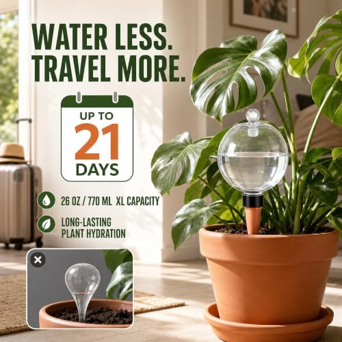 Self Watering Globes, 2-Pack 26oz Extra Large Plastic Plant Waterer - Image 4