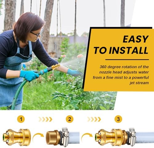 Hotop 9 Pack Big Shot Brass Hose Nozzle Adjustable Twist,3/4 Inch - Image 5