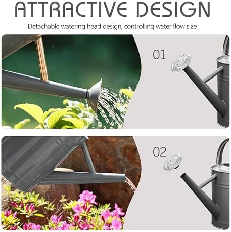 Metal Watering Can for Outdoor Plants, Watering Can Decor 1 Gallon (Gray) - Image 5