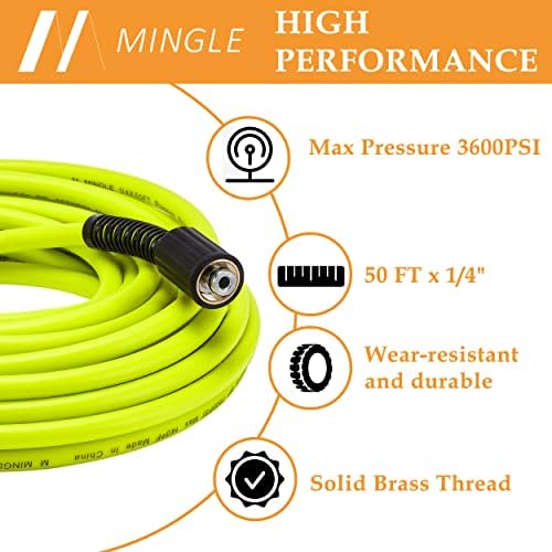 M MINGLE Pressure Washer Hose 50FT x 1/4", Stainless Steel M22 14mm Adapter - Image 2