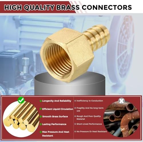 5pcs Brass Hose Barbs Fittings 1" Hose Barbs to 1" NPT Female - Image 4