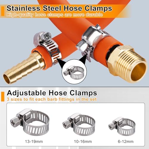 48PCS Brass Hose Barb Fittings with Clamp,Splicer Mender & Adapter - Image 4