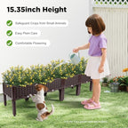 4-Piece Modular Raised Garden Bed Set, 15" Elevated Planter Box with Legs & Self-Watering Drainage, Weatherproof Plastic Vegetable Grow Kit for Patio Balcony and Deck - Image 4