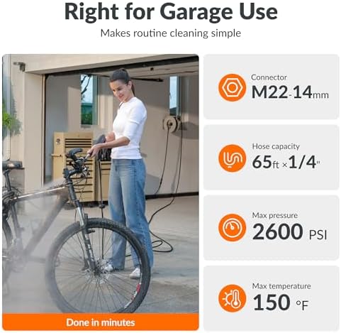 Giraffe Tools 65ft Retractable Pressure Washer Hose Reel, 2600 PSI - Image 3