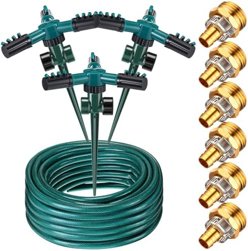 Landical Above Ground Irrigation Garden Sprinkler System 3 Pack Lawn Sprinkler and 32.8 ft Garden Hose Drip Irrigation System DIY Plant Watering Set for Yard by Landical