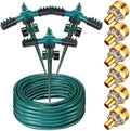 Landical Above Ground Irrigation Garden Sprinkler System 3 Pack Lawn Sprinkler and 32.8 ft Garden Hose Drip Irrigation System DIY Plant Watering Set for Yard by Landical