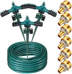 Landical Above Ground Irrigation Garden Sprinkler System 3 Pack Lawn Sprinkler and 32.8 ft Garden Hose Drip Irrigation System DIY Plant Watering Set for Yard by Landical