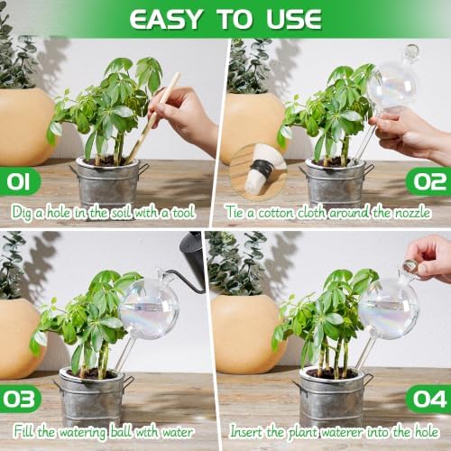 17 oz Extra Large Plant Watering Globes, Glass Self Watering Globes, Rainbow Gradient Self Watering Planter Insert, Watering Bulbs, Automatic Plant Waterer for Indoor Outdoor Plants (4 Pack) - Image 5