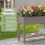 Fancyango Raised Garden Bed with Wheels 33.7" Hx2 -Gray - Image 6