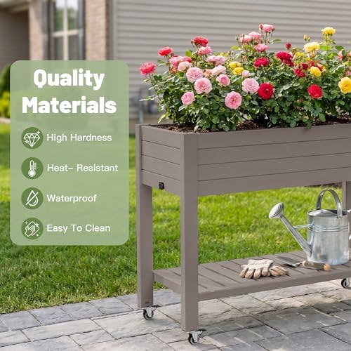 Fancyango Raised Garden Bed with Wheels 33.7" Hx2 -Gray - Image 6