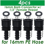 4PCS 1/2" 3/4" Threaded 16 20 25MM PE Hose Barb Tee Connector Garden Drip Irrigation Adapter Tubing Coupling Repair(SPL11-229-16MM-4PCS) - Image 2