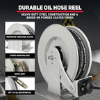 Oil Hose Reel 1/2" x 50', Retractable Spring-Driven Steel Reel - Image 3
