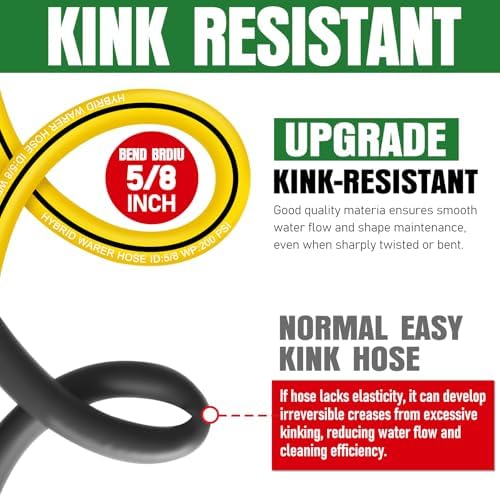 Heavy Duty Garden Hose 75ft, NON-EXPANDABLE Flexible Water Hose, Kink Resistant Lightweight Hybrid Hose, Leakproof Hose Male to Female Fittings - Image 4
