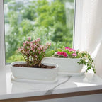E-liu 11+14 inch Ceramic Plant Pots with Drainage Holes Saucers, Set of 2 - Image 7