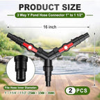 2 Pcs 3 Way Y Pond Hose Connector 1'' to 1 1/2'' with On/Off Taps Pipework Diverter 25/32/38mm (1"/1.25"/1.5") for Pond Pump Fish Tank Filtration Water Exchange Garden Irrigation - Image 2